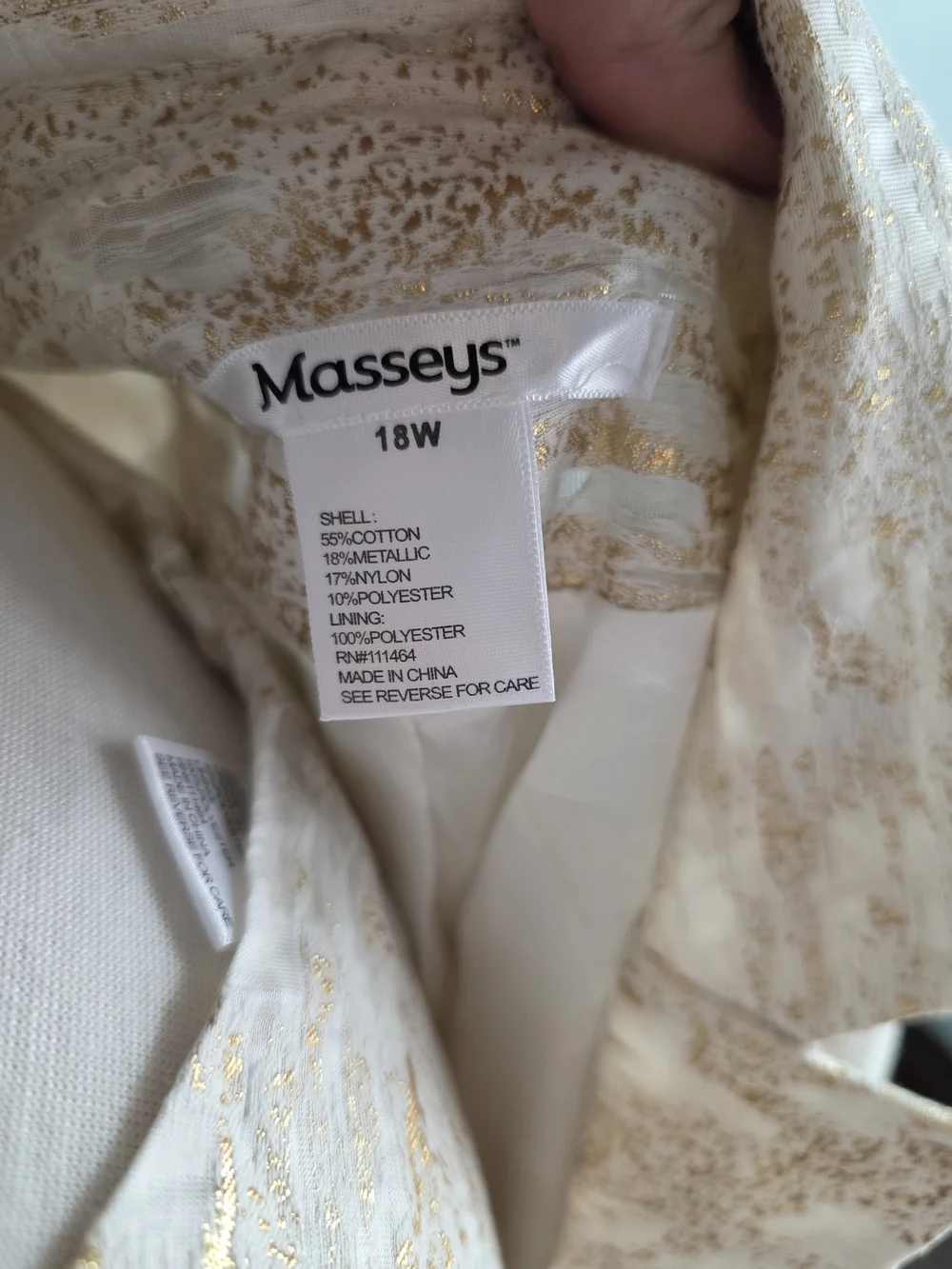 MASSEYS Sleeveless Metallic Brocade Shift Dress And Jacket in Cream and Gold - Picture 8 of 11